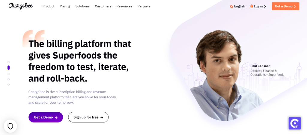 Chargebee homepage: The subscription billing and revenue management platform